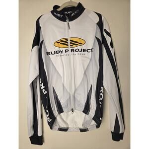 Mens Rudy Project Cycling Jersey Mens Size M White + Black Long Sleeve Zip Up